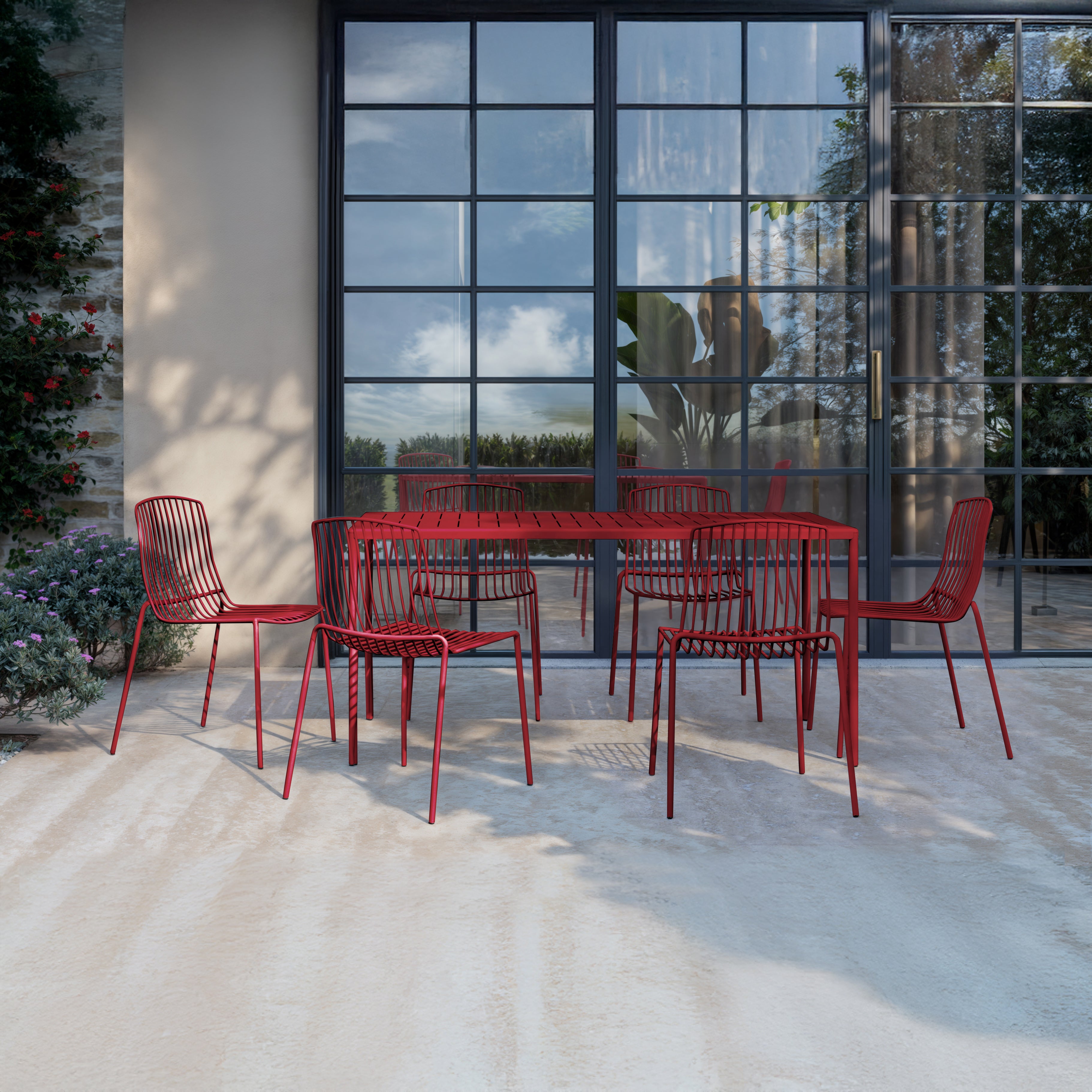 Frame Metal Garden Table Set (6 Seater)
