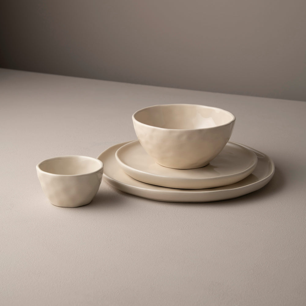 Anvil Hammered Dipping Bowls Set of 3, Bone White
