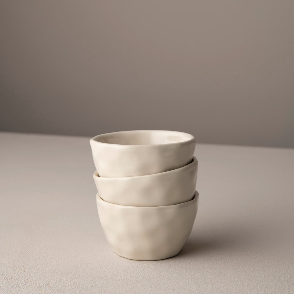 Anvil Hammered Dipping Bowls Set of 3, Bone White