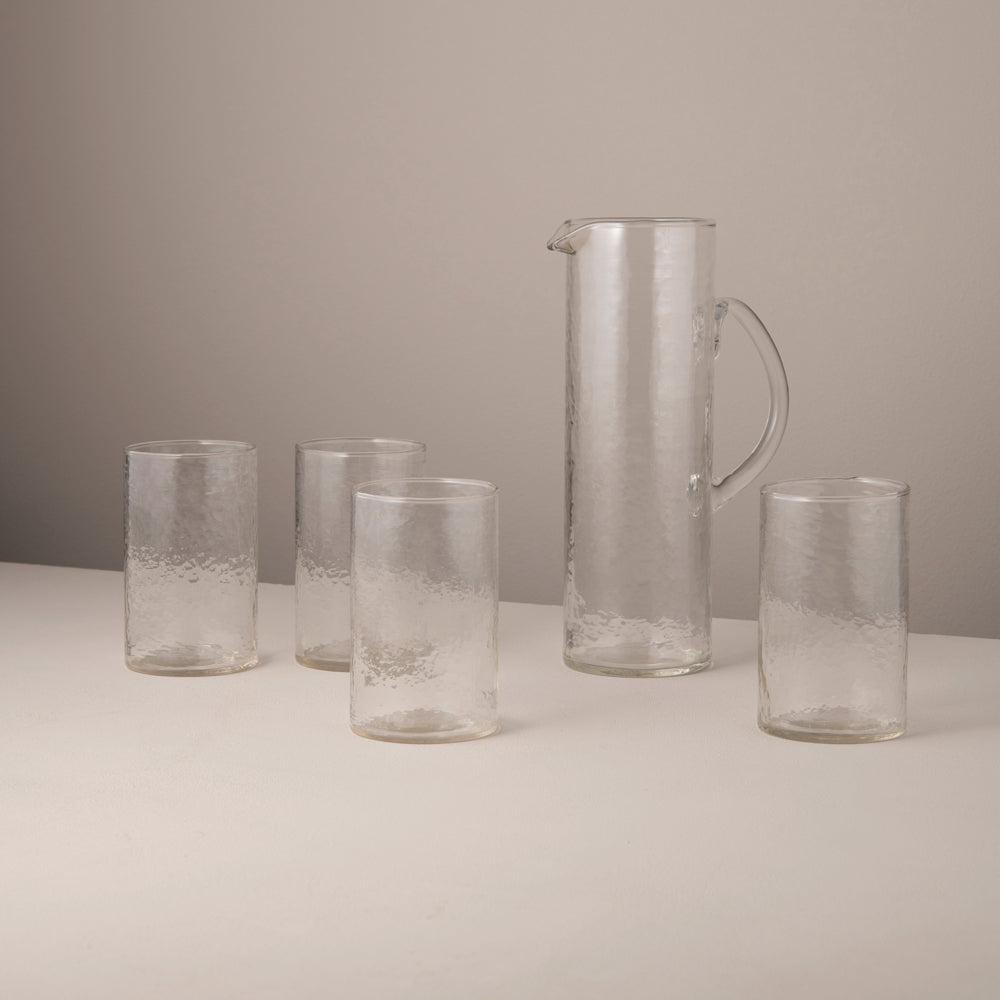 Forge Hammered Highballs and Jug Set