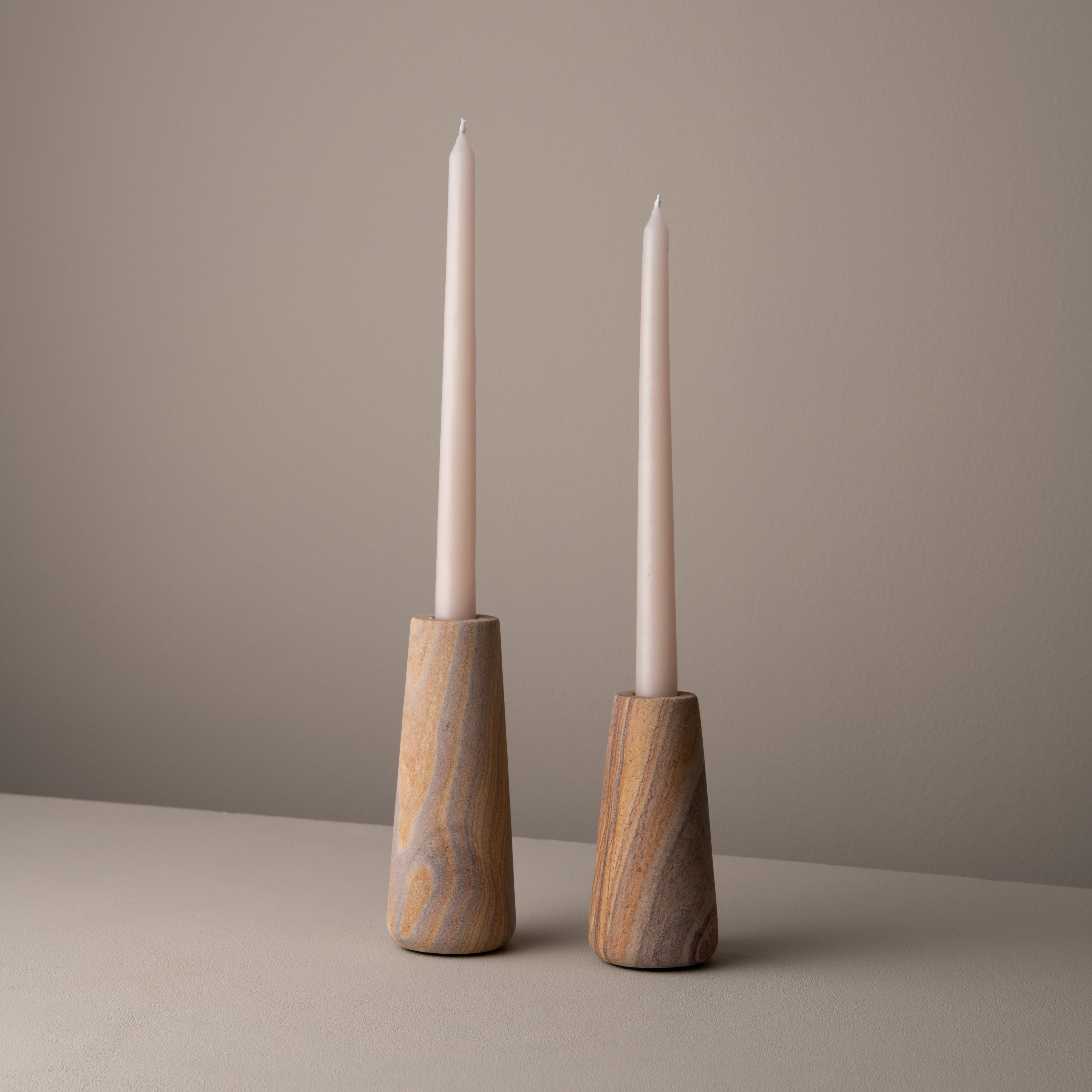 Paria Rainbow Sandstone Candle Holders, (Set of 2)
