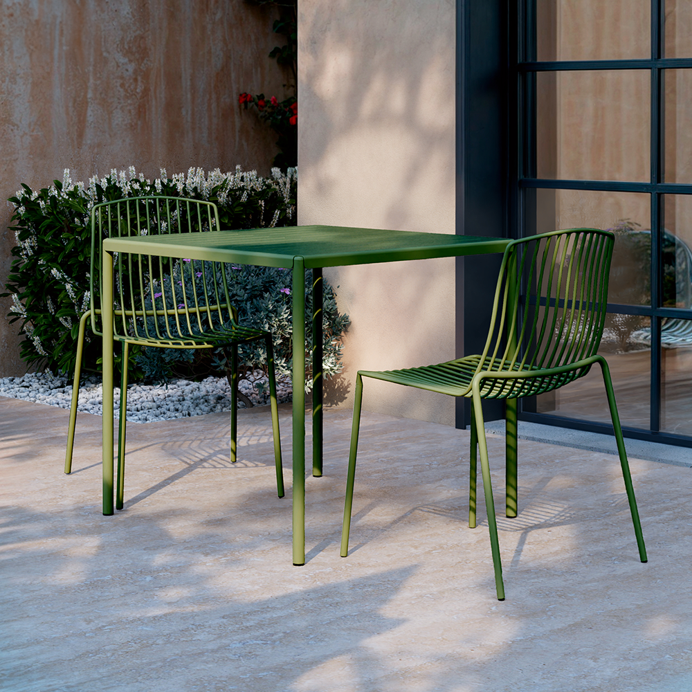 Frame Stackable Metal Garden Chair, Olive Green (Set of 2)