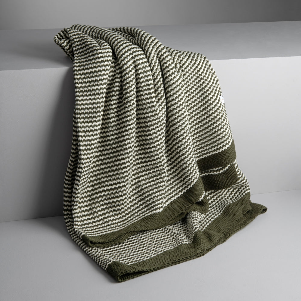 Nautical Knitted Soft Throw / Blanket, Green