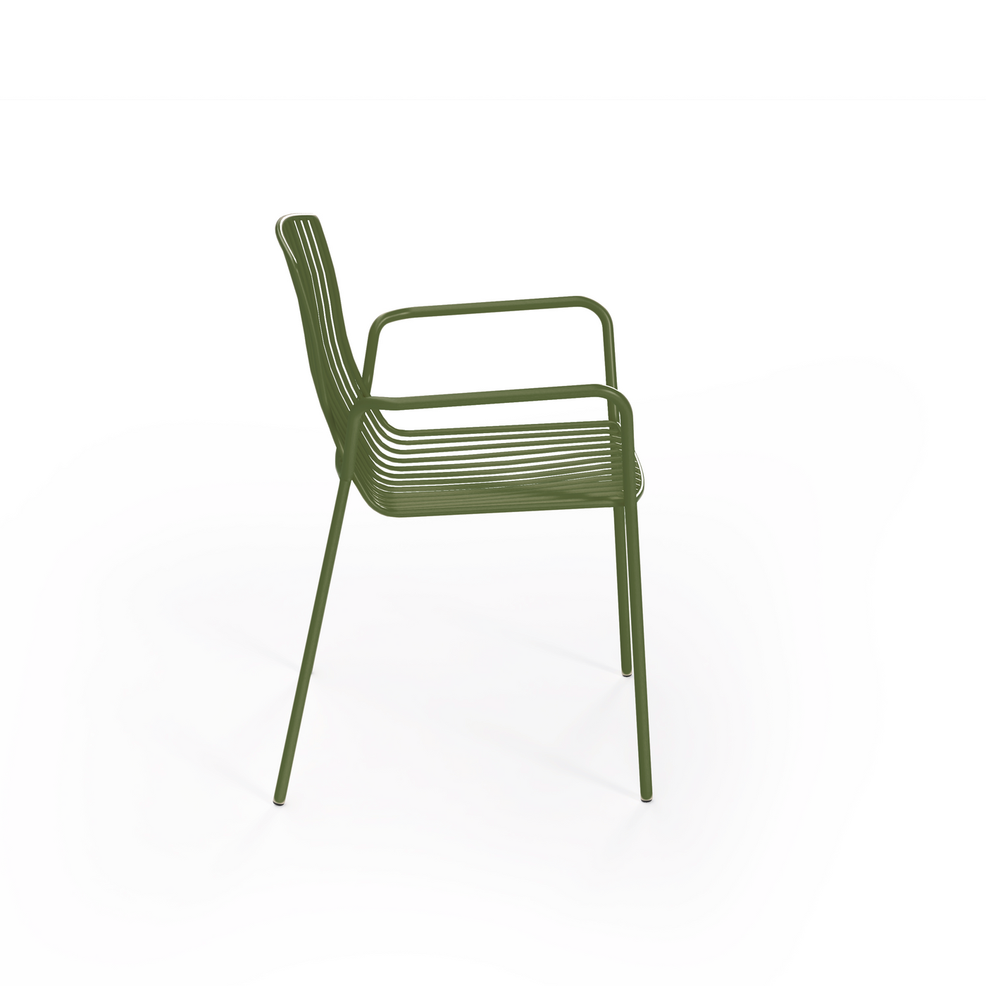 Frame Stackable Metal Garden Chair w/Armrests, Olive Green (Set of 2)