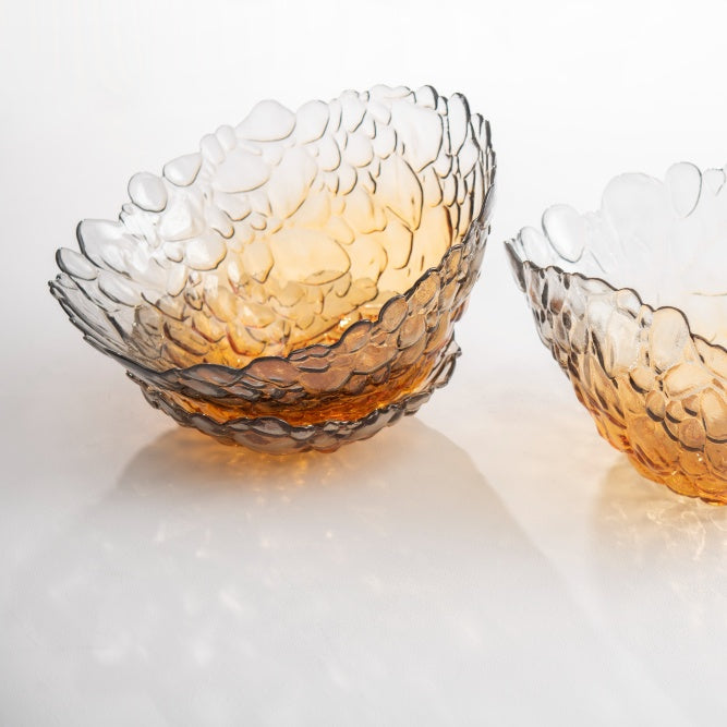 Bombolla Glass Decorative Bowl Set of 3, Amber