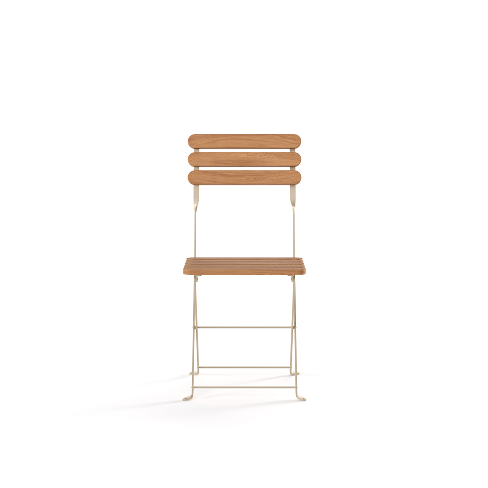 Bistro Metal Foldable Garden Chairs, Cream (Set of 2)
