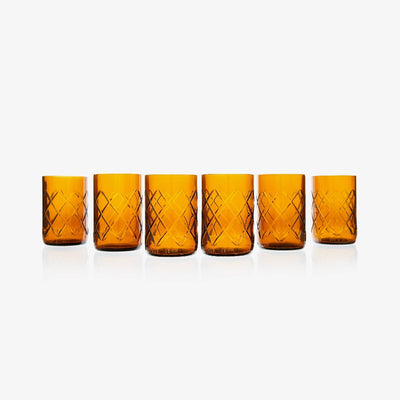 Berbero Set of 6 Diamond Glass Tumblers No.1, Brown, 280 ml - 1
