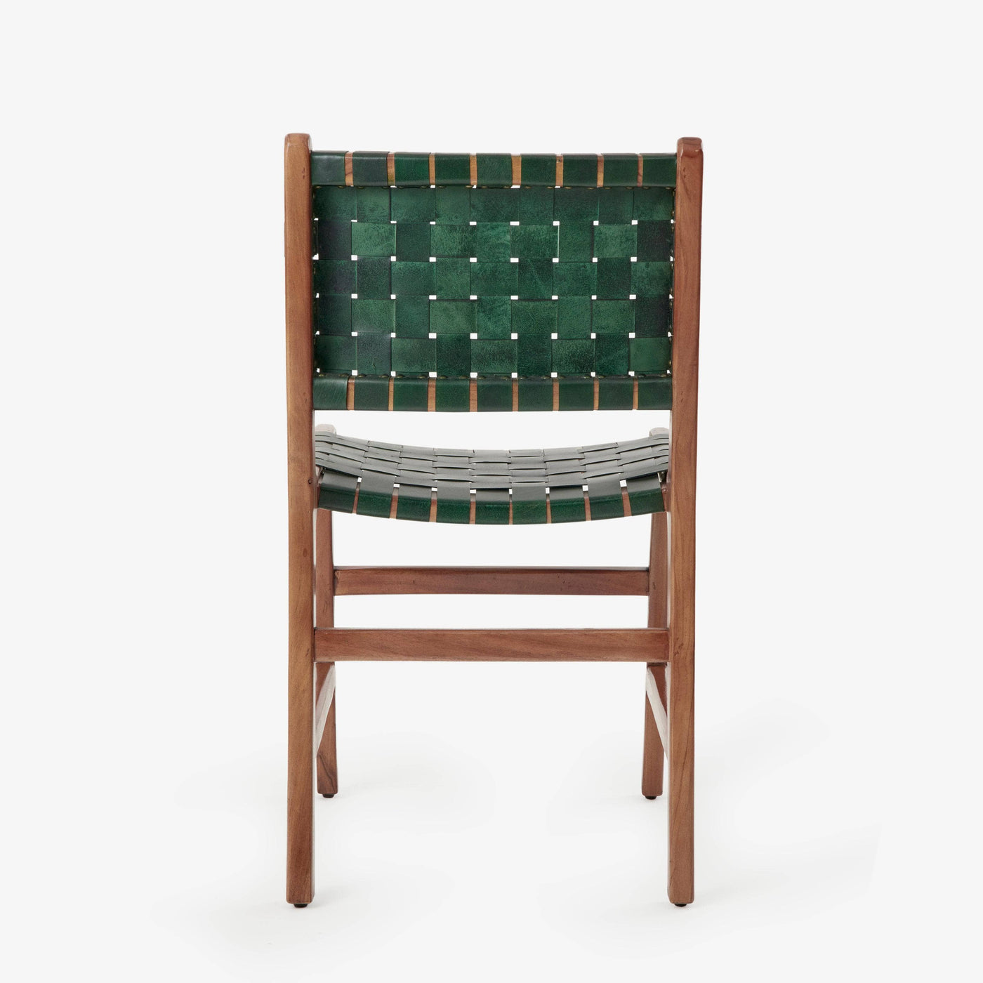 Pomero Woven Leather Dining Chair, Green Dining Chairs & Benches sazy.com