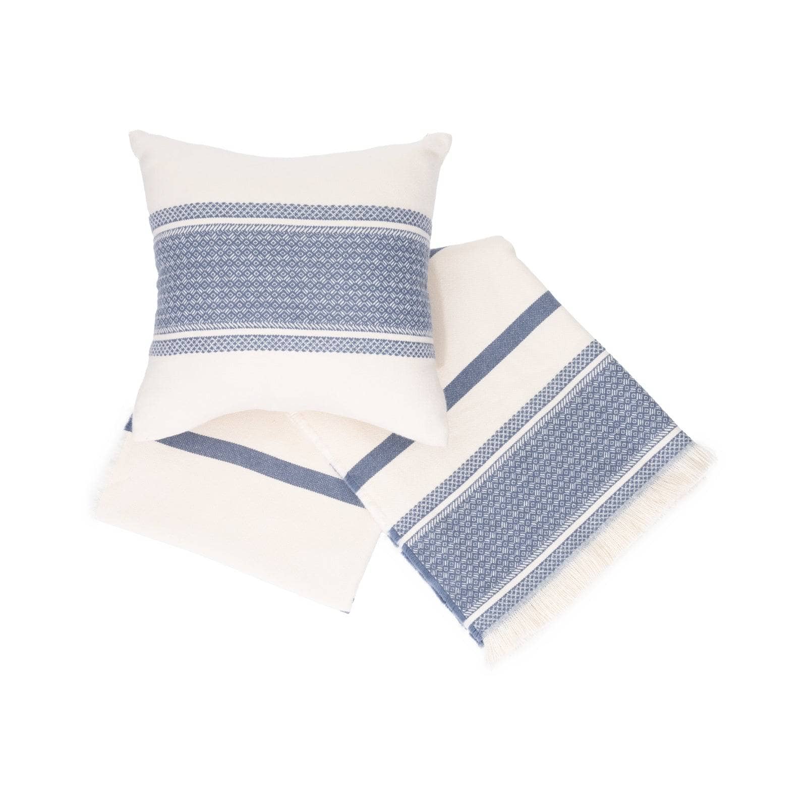 Mediterranean Border Striped Soft Cushion Cover, Blue, 43x43 cm Cushion Covers sazy.com