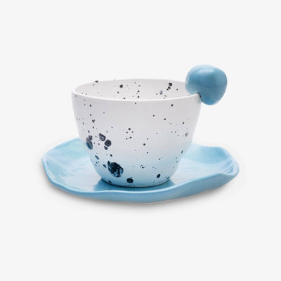 Handmade Polka Cup and Mug, Blue, 210 ml Cups & Mugs sazy.com