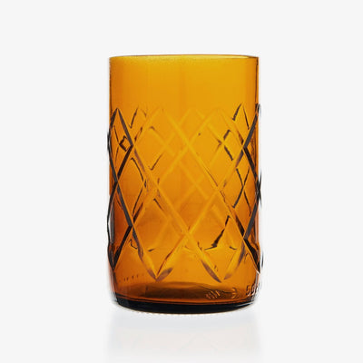 Berbero Set of 6 Diamond Glass Tumblers No.1, Brown, 280 ml - 2
