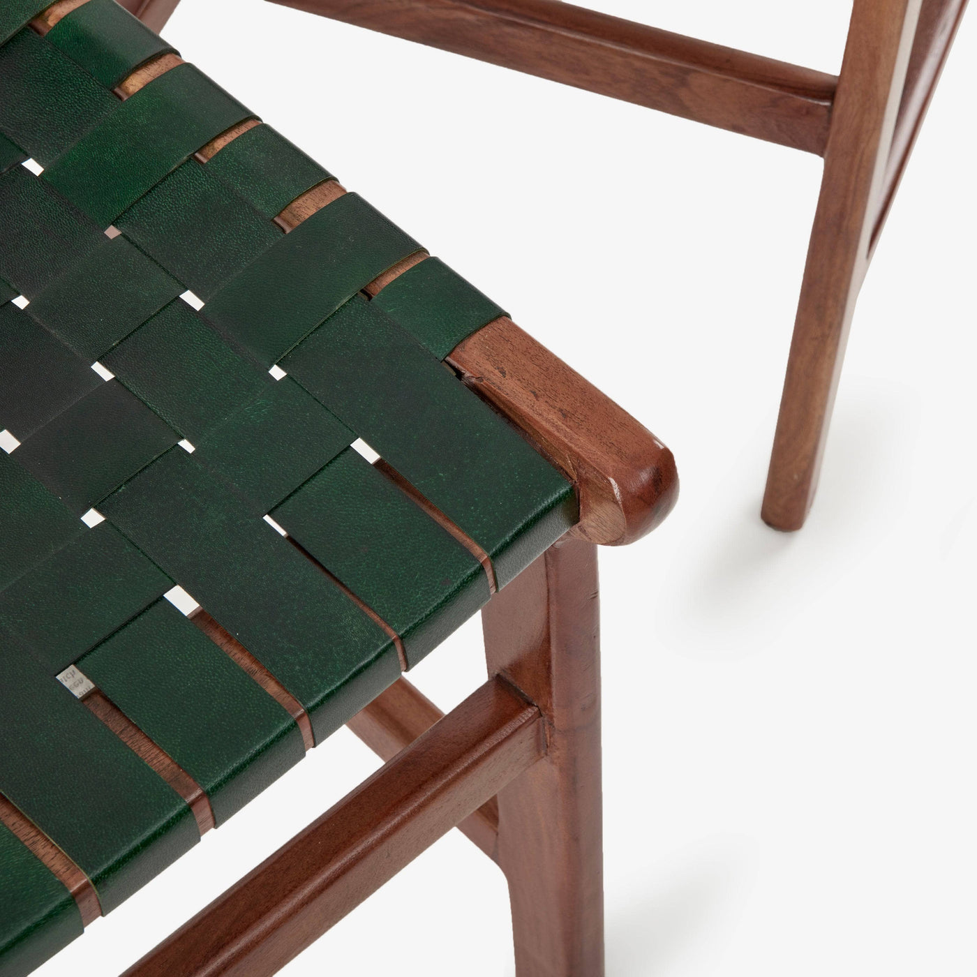 Pomero Woven Leather Dining Chair, Green Dining Chairs & Benches sazy.com