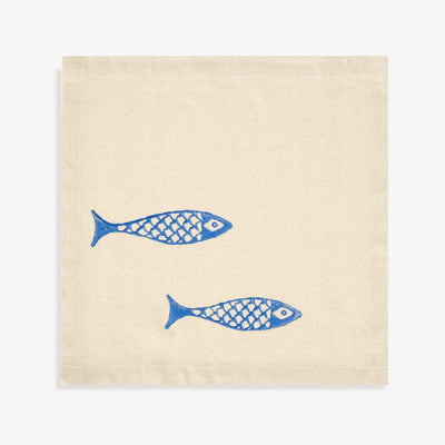Maya Set of 4 Napkin, Natural - Blue, 40x40 cm 1