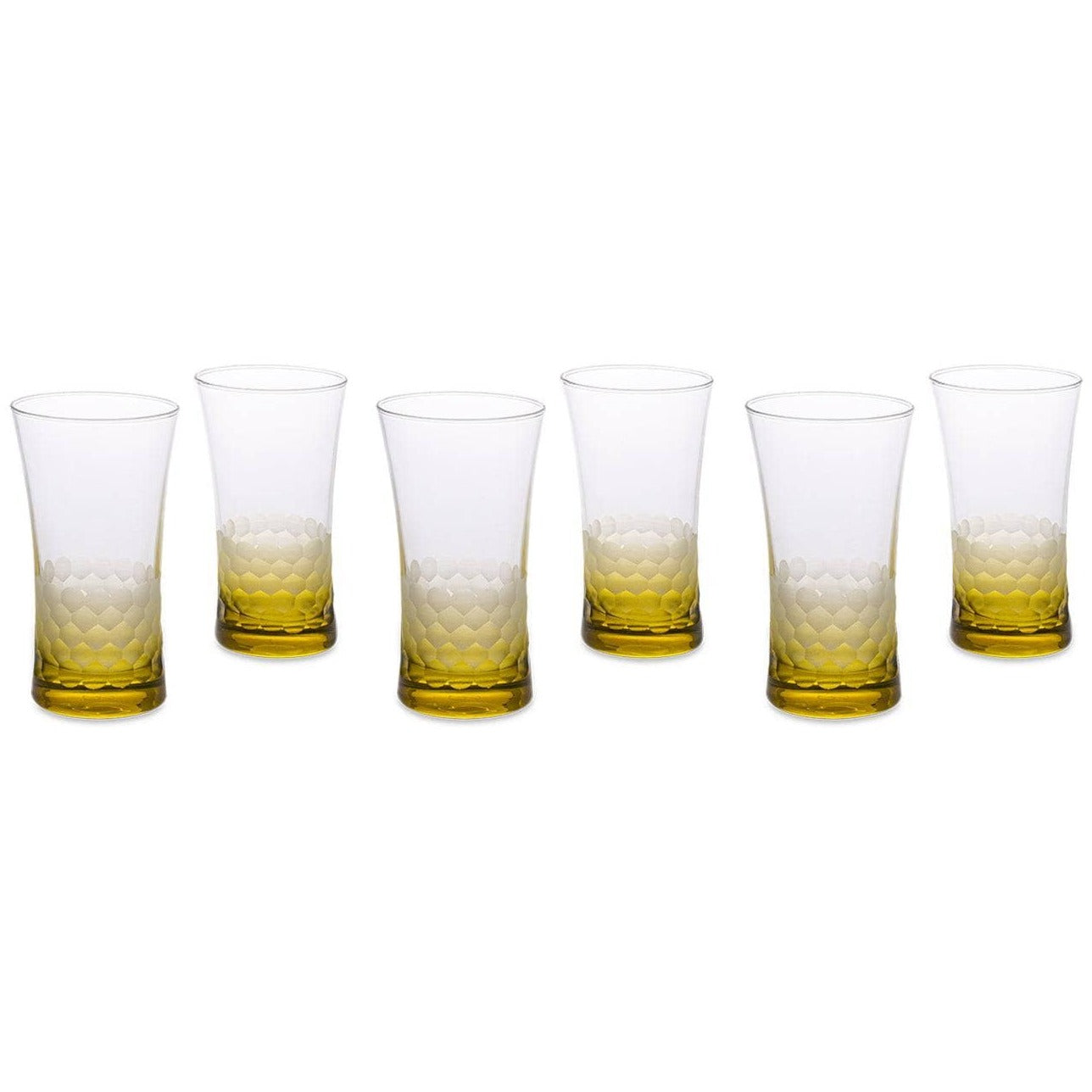 Bermondsey Set of 6 Glass Tumblers, Mustard, 300 ml Glasses & Tumblers sazy.com