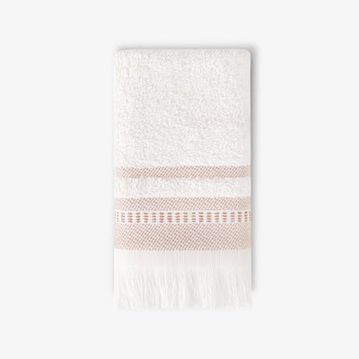 Betty Border Striped 100% Turkish Cotton Face Cloth, Off-White - Cinnamon 1
