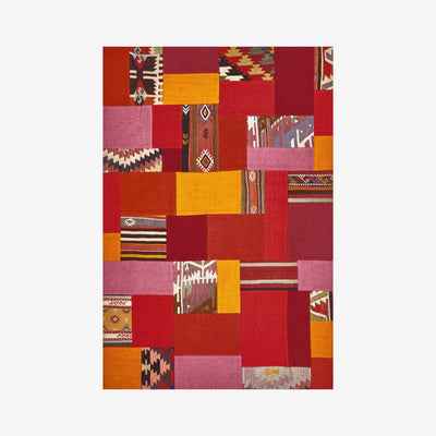 Atticus Vintage Patchwork Area Rug No. 4, Red, 120x180 cm Vintage Rugs sazy.com