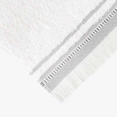 Betty Border Striped 100% Turkish Cotton Face Cloth, Off-White - Anthracite Grey 2