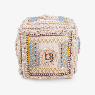 Salwen Pouf, Ivory - Multicoloured 1