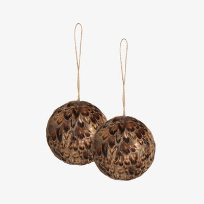 Feather Ornament Ball, Set of 2, Multicoloured 1