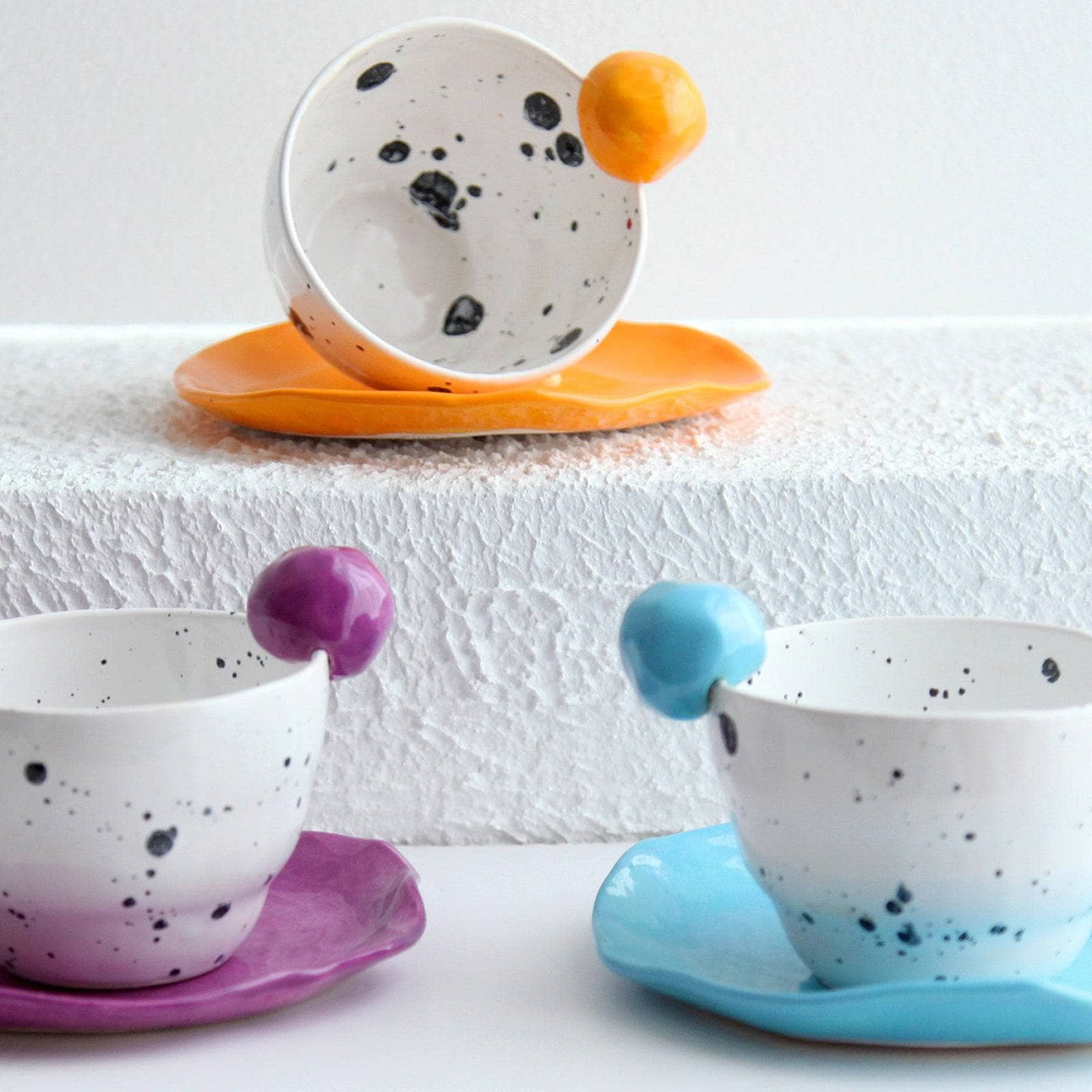Handmade Polka Cup and Mug, Blue, 210 ml Cups & Mugs sazy.com