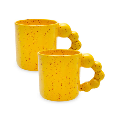 Bubble Set of 2 Handmade Mugs, Yellow 1