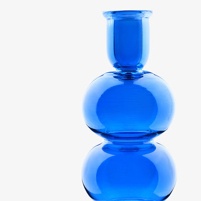 Emilia Hand-blown Bubble Candle-holder, Blue, M 2