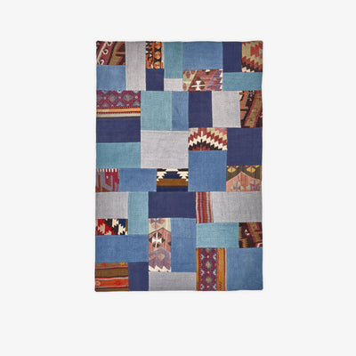 Atticus Vintage Patchwork Area Rug No. 2, Blue, 120x180 cm Vintage Rugs sazy.com