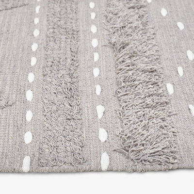 Tobias Hand Woven Geometric Striped Tufted Rug, Grey, 160x230 cm 2