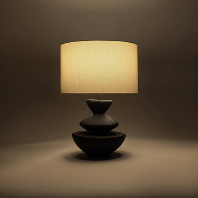 Dahlia Papier Mâché Table Lamp, Black 2