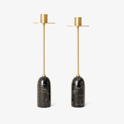 Halo Set of 2 Candleholders, Brass - Black 1