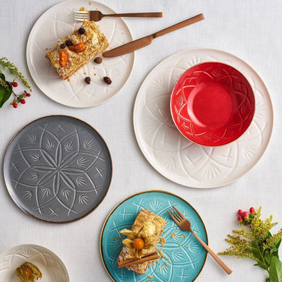 Christina Set of 6 Dinner Plates, Turquoise, 27 cm 2