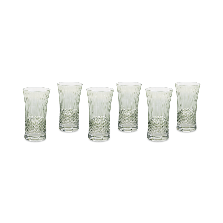 Primrose Hill Set of 6 Glass Tumblers, Green, 300 ml Glasses & Tumblers sazy.com