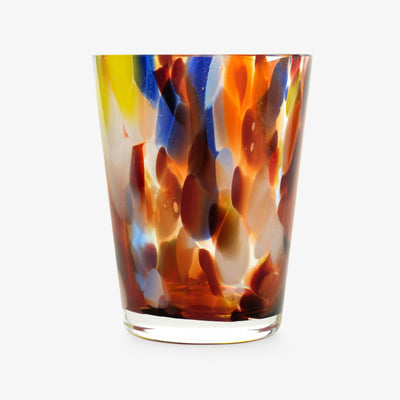 Brillante Hand-blown Vase, Blue - Yellow - Orange - White, M 1