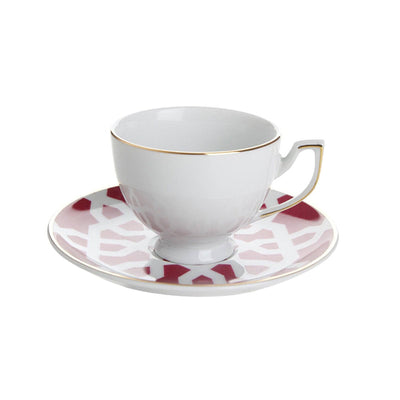 Morocco Set of 6 Tea Cups and Saucers, Fuchsia, 170 ml 1