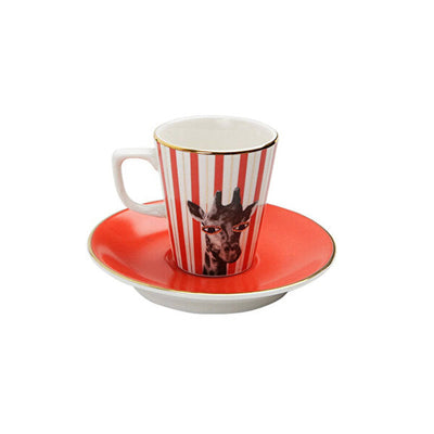 Wild Life Set of 6 Giraffe Espresso Cups and Saucers, Red, 75 ml 1