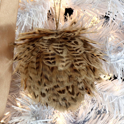 Feather Ornament Ball, Set of 2, Natural 2