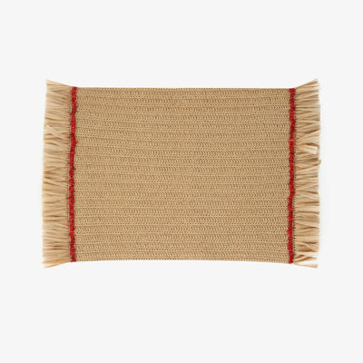 Hallie Placemat, Natural - Red 1