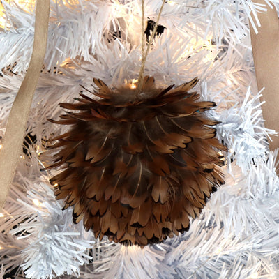 Feather Ornament Ball, Set of 2, Terra 2