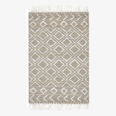 Sullivan Handwoven Geometric Rug, Mustard - White, 80x150 cm Modern Rugs sazy.com