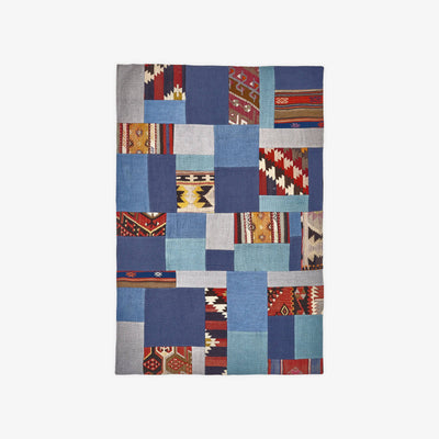 Atticus Vintage Patchwork Area Rug No. 4, Blue, 120x180 cm Vintage Rugs sazy.com