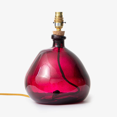 Bobble Glass Lamp, Burgundy, 29 cm 1