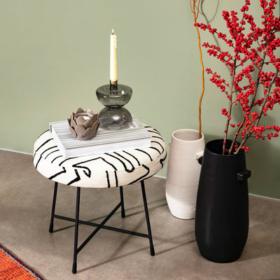 Feriatum Footstool, Black - White 2
