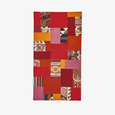 Atticus Vintage Patchwork Area Rug No. 1, Red, 80x150 cm Vintage Rugs sazy.com