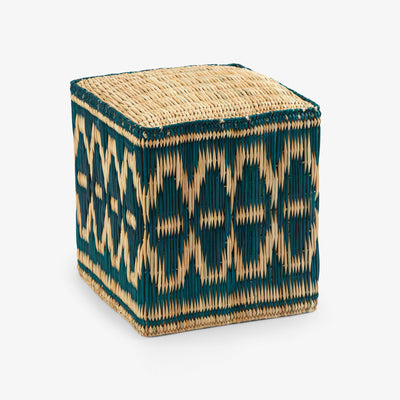 Beda Ikat Pouf, Green 1