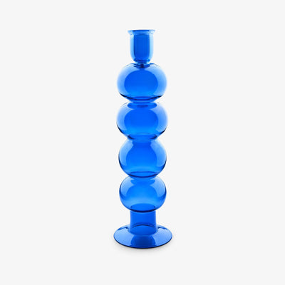 Emilia Hand-blown Bubble Candle-holder, Blue, M 1