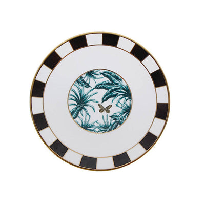 Palms Set of 6 Dessert Plates, Black - Gold - Blue - White, 16 cm 1