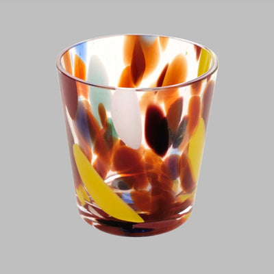Brillante Hand-blown Vase, Blue - Yellow - Orange - White, S 2