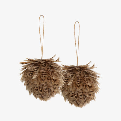 Feather Ornament Ball, Set of 2, Natural 1