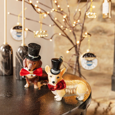 Dachshund Dog Ornament, Set of 2, Brown 2