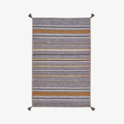 Osvaldo Hand Woven Striped Rug, Anthracite Grey, 160x230 cm 1